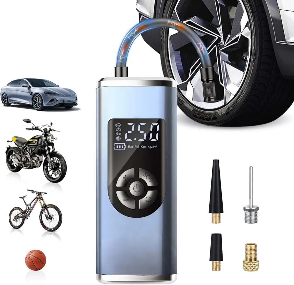 Rechargeable Car Tire Inflator Portable Air Compressor, 5X Faster Portable